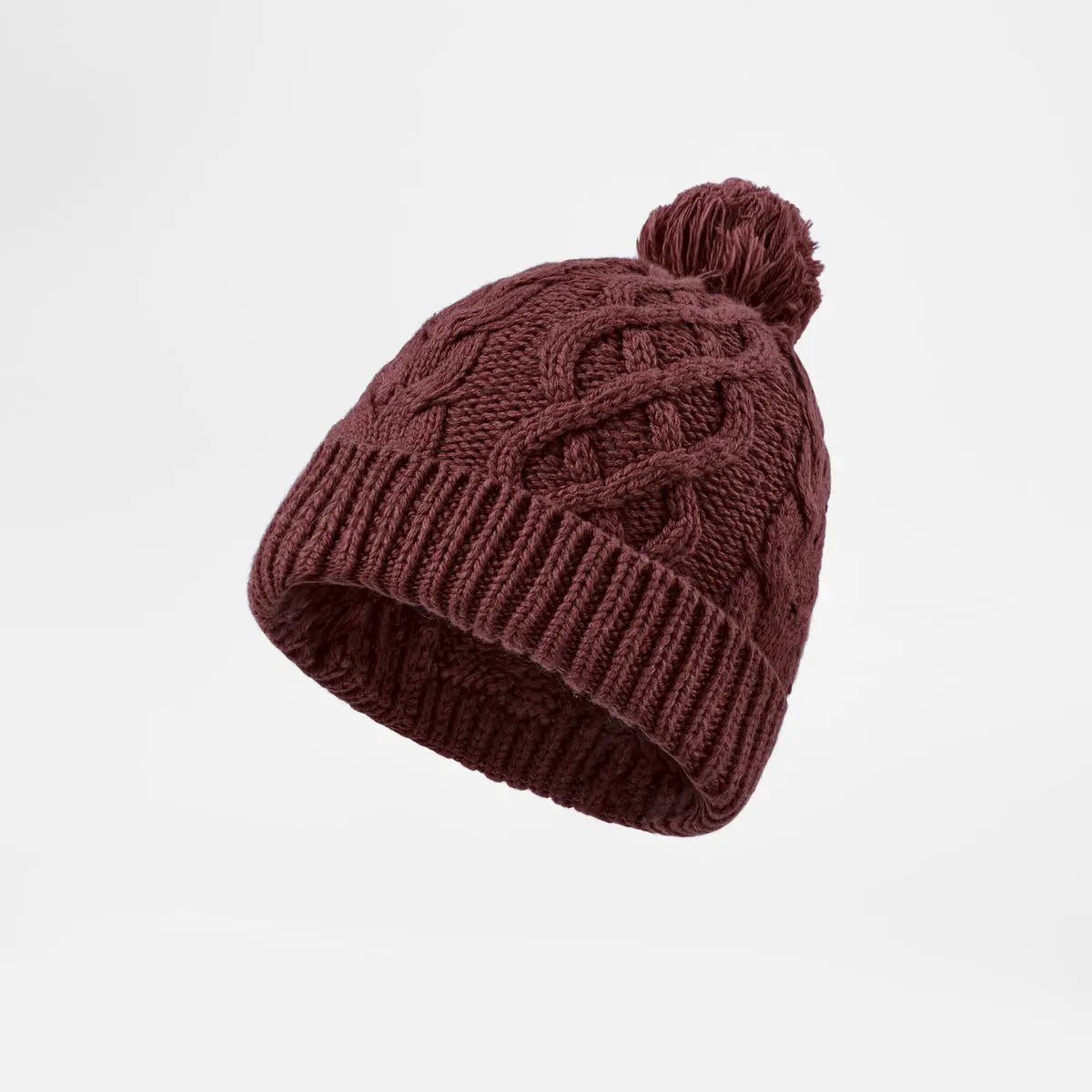 Blank Cable Knit Pom Pom Beanie - 1168 Caramel foremosthat