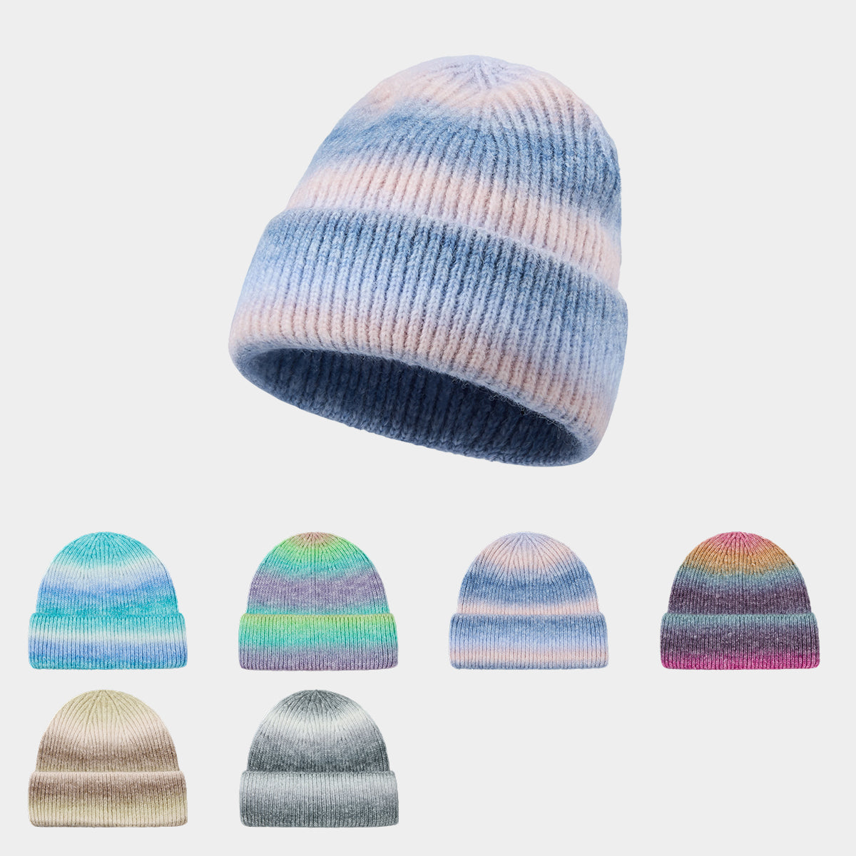 Blank Colour Gradient Wool Blend Cuff Beanie Wholesale - 1320 Foremost Hat-Wholesale & Custom Hats