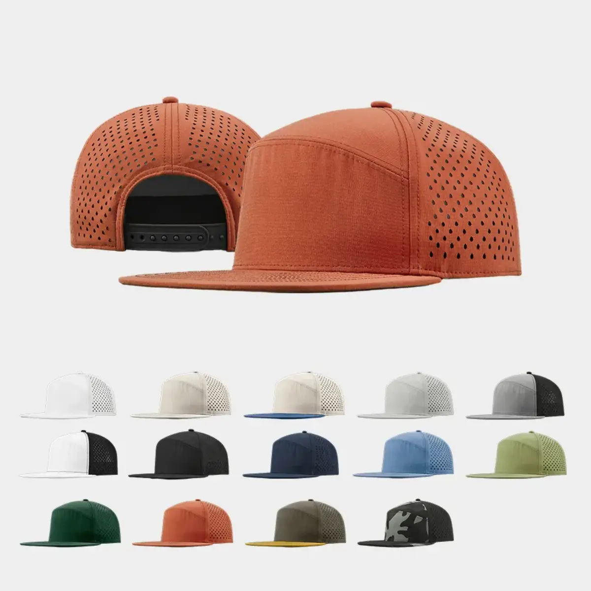 Blank 6 Panel Water Repellent Perforated Snapback Hat - 6023 Foremost Hat-Wholesale & Custom Hats