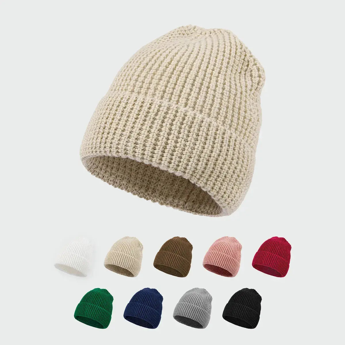Blank Knit Cuffed Wool Waffle Beanie Wholesale - 1546 Foremost Hat-Wholesale & Custom Hats