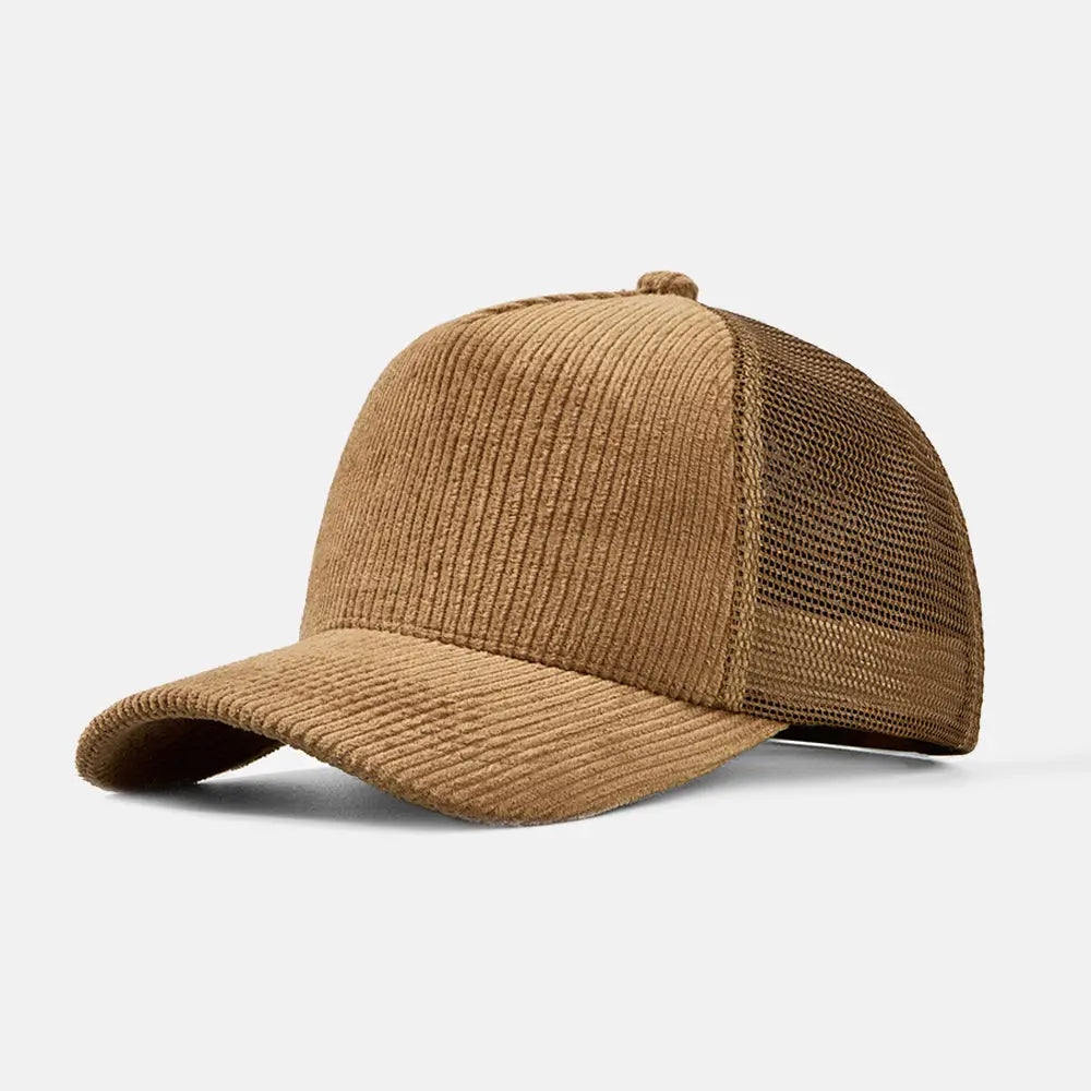 Blank 5 Panel Corduroy Trucker Hat - 5129 foremosthat