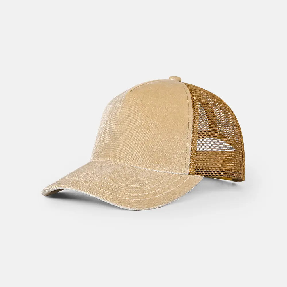 Blank 5 Panel Velvet Trucker Hat - 6529 foremosthat