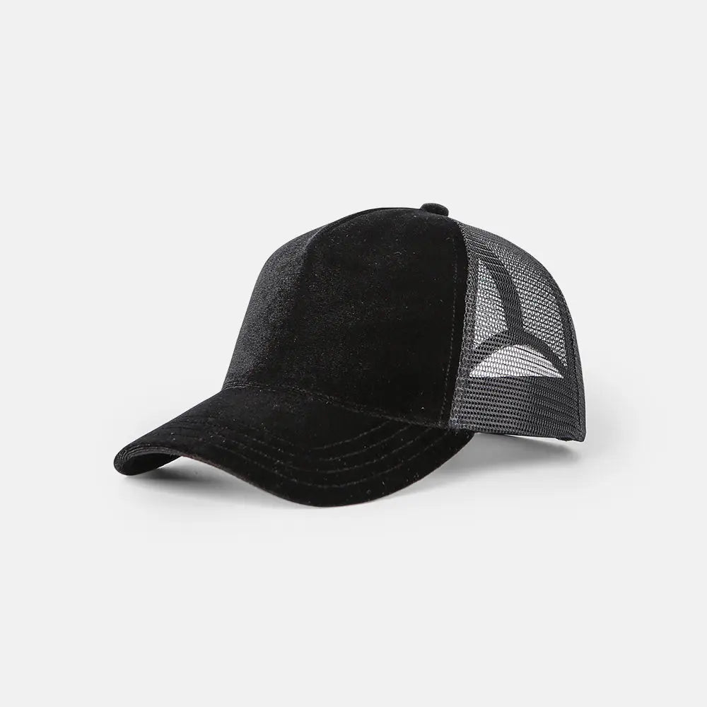 Blank 5 Panel Velvet Trucker Hat - 6529 foremosthat