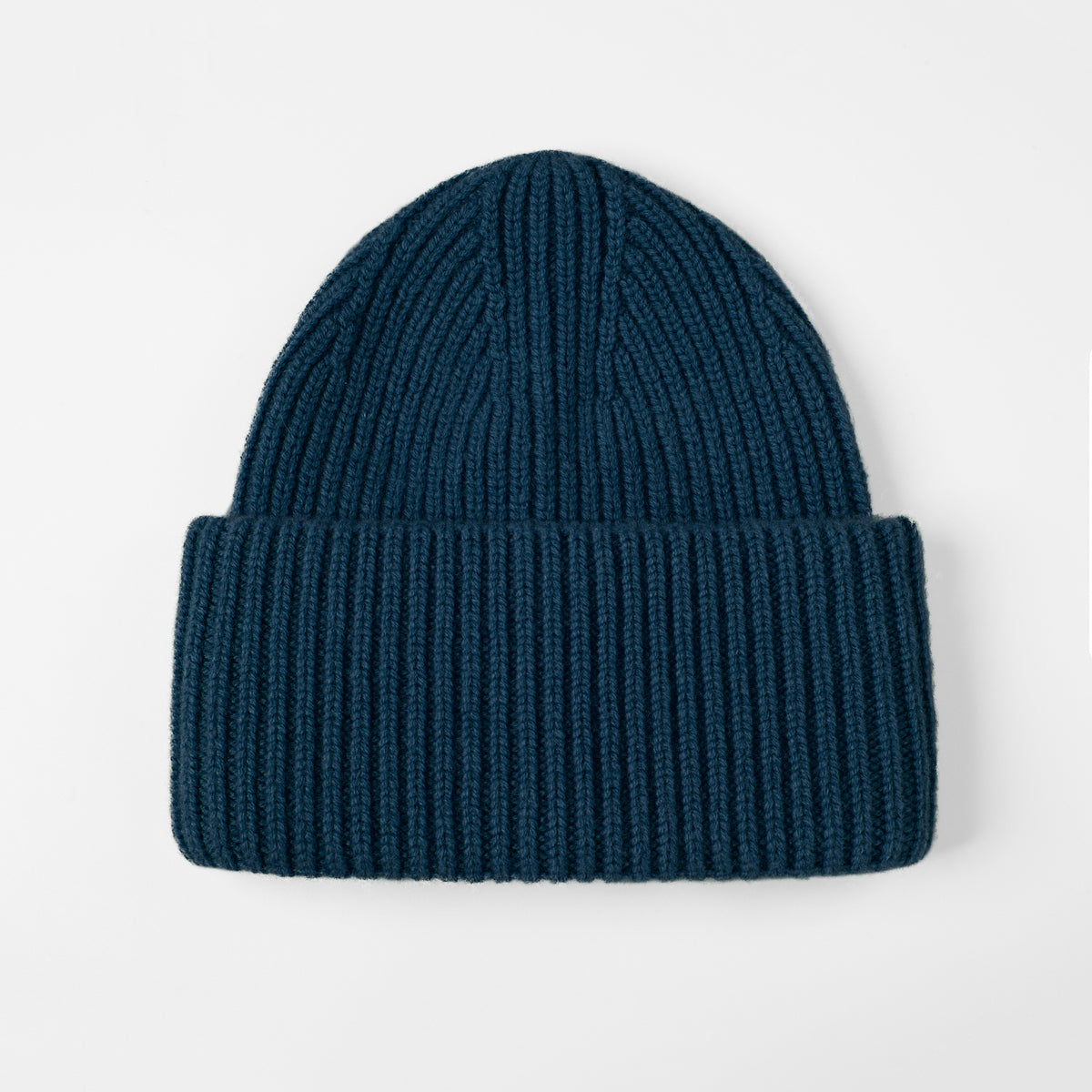 Blank High-Cuffed 100% Merino Wool Beanie - 1338 D.blue foremosthat