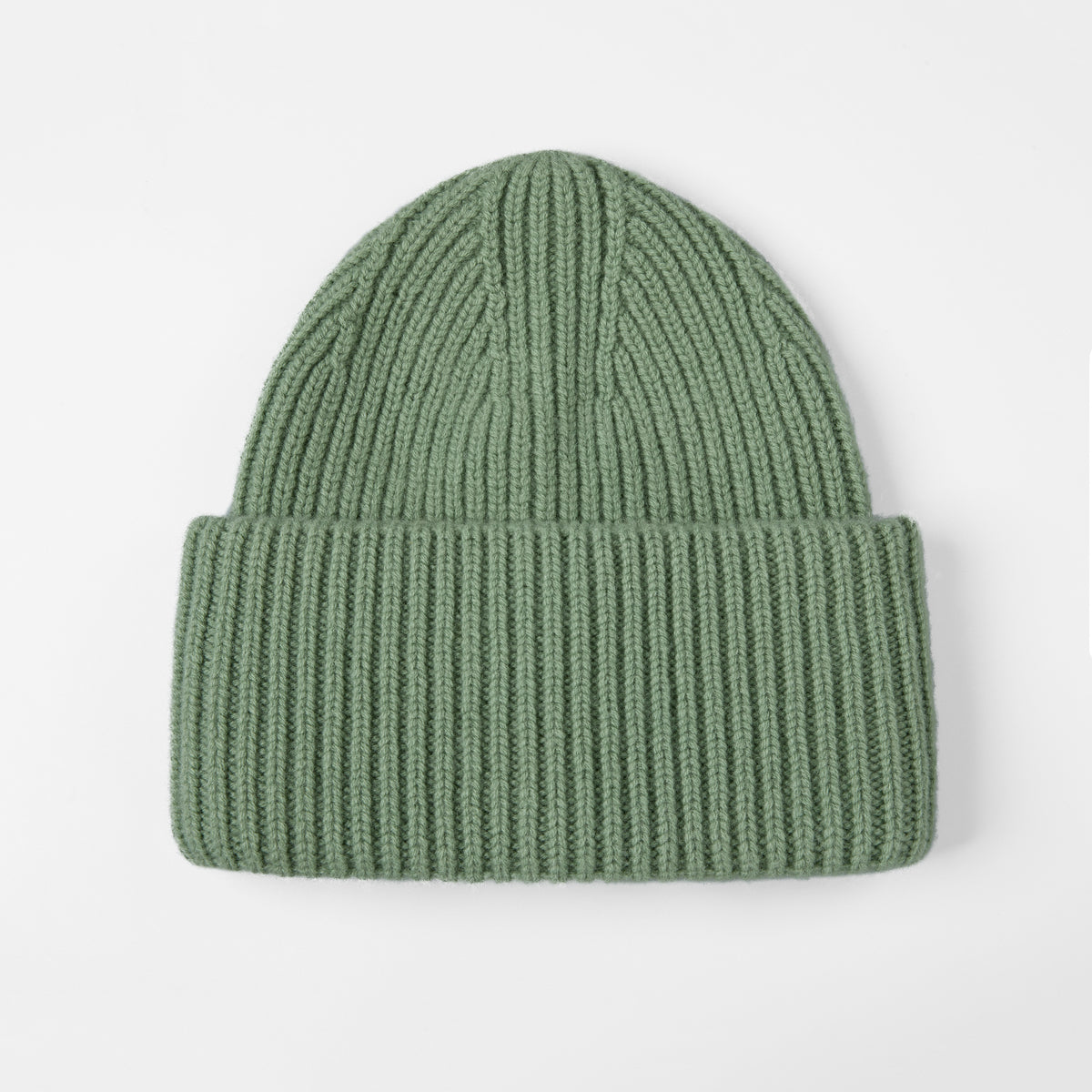 Blank High-Cuffed 100% Merino Wool Beanie - 1338 Green foremosthat