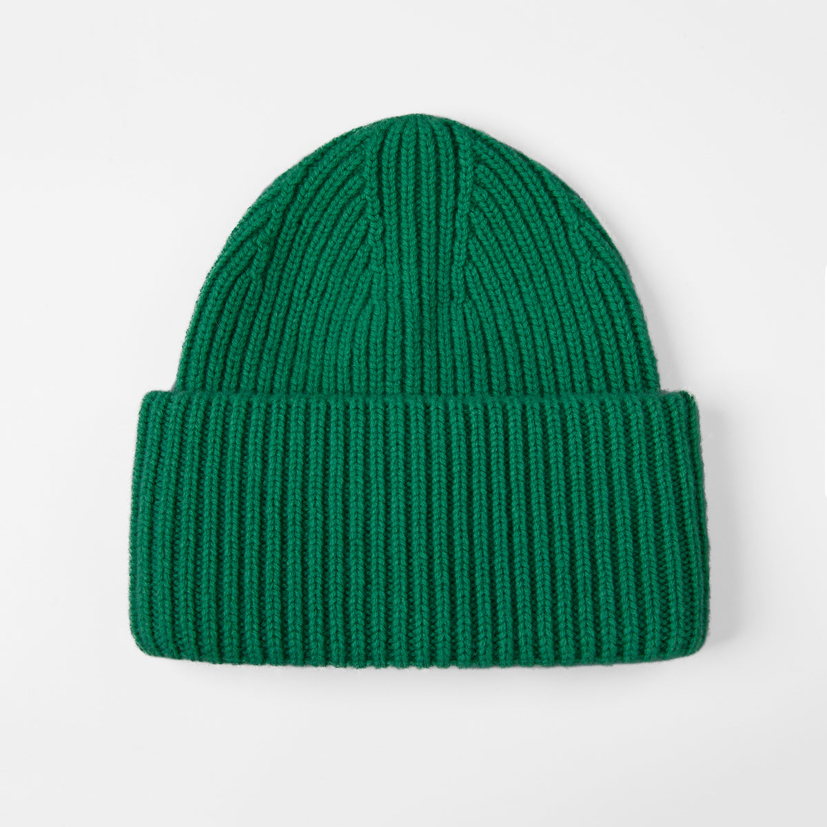 Blank High-Cuffed 100% Merino Wool Beanie - 1338 D.green foremosthat