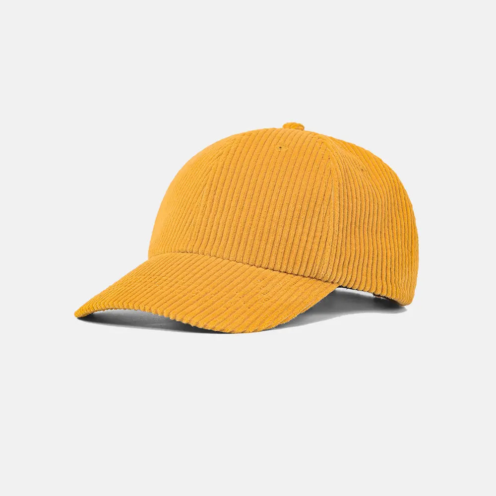 Blank 6 Panel Unstructured Corduroy Dad Hat - 6515 Golden Yellow foremosthat