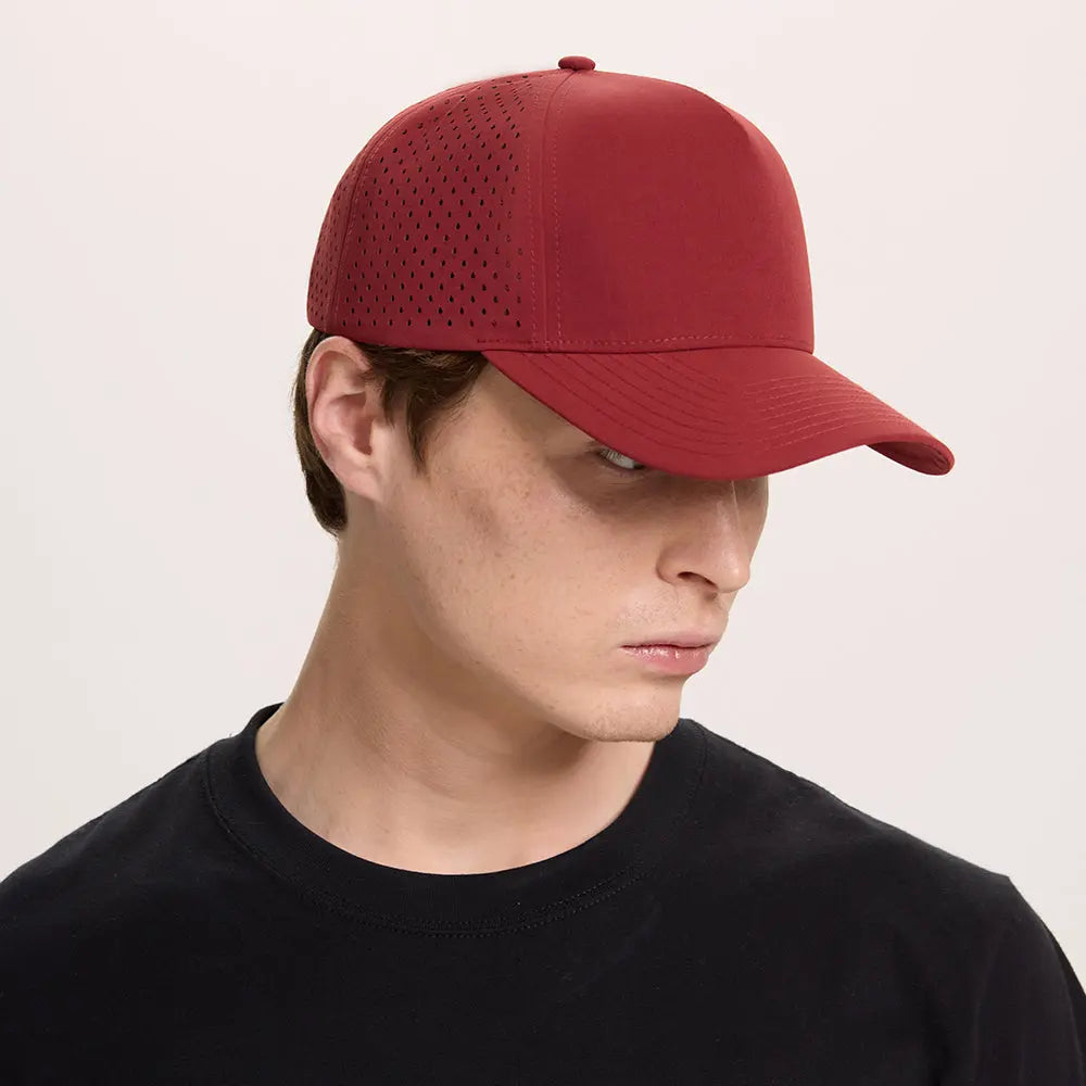 Blank 5 Panel Water Repellent Recycled Perforated Snapback Golf Hat- 6526 foremosthat