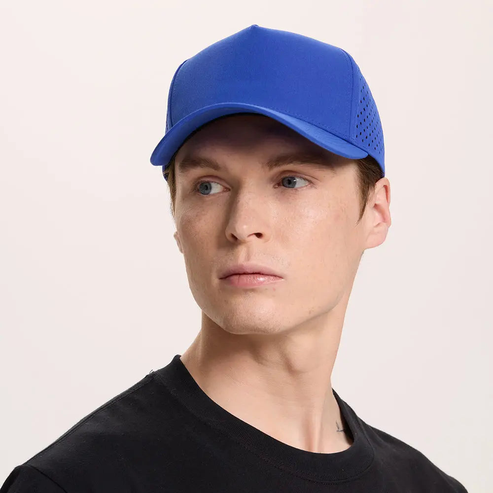 Blank 5 Panel Water Repellent Recycled Perforated Snapback Golf Hat- 6526 foremosthat