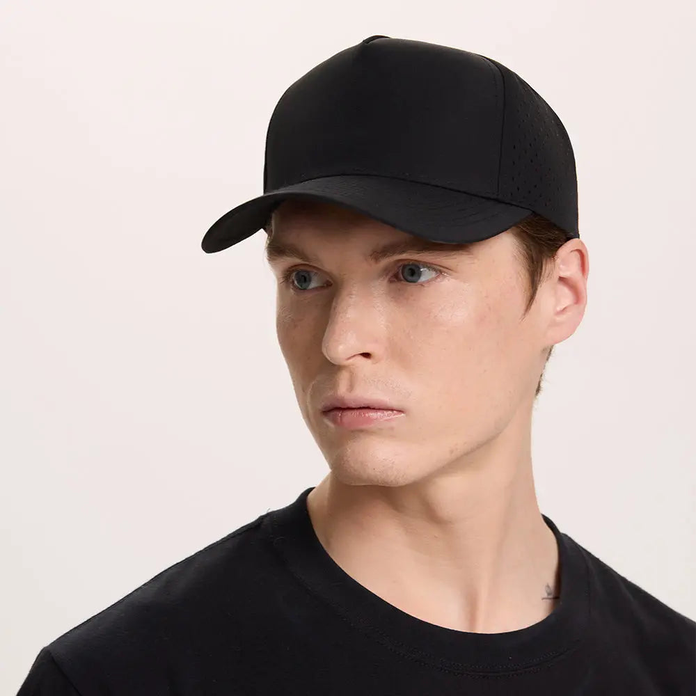 Blank 5 Panel Water Repellent Recycled Perforated Snapback Golf Hat- 6526 foremosthat