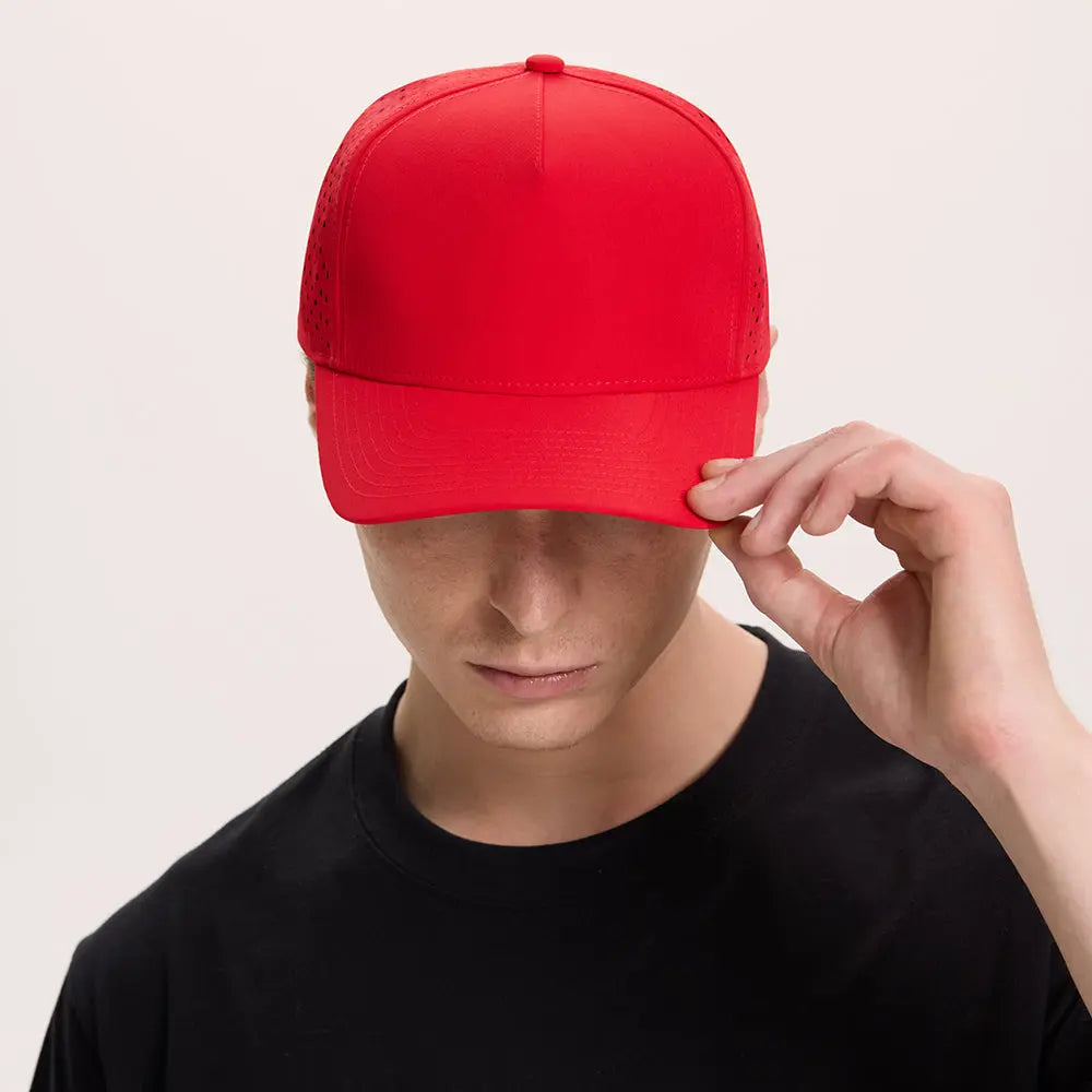 Blank 5 Panel Water Repellent Recycled Perforated Golf Hat- 6526 Foremost Hat-Wholesale & Custom Hats