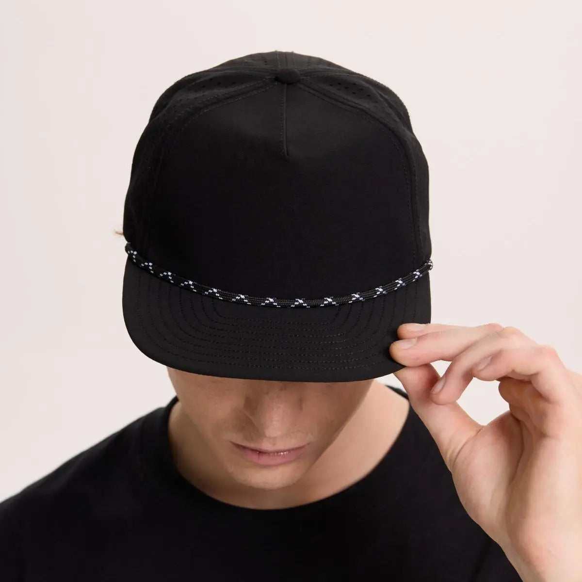 Blank Water Repellent Flat Bill Perforated Rope Snapback Hat - 5015P Foremost Hat-Wholesale & Custom Hats