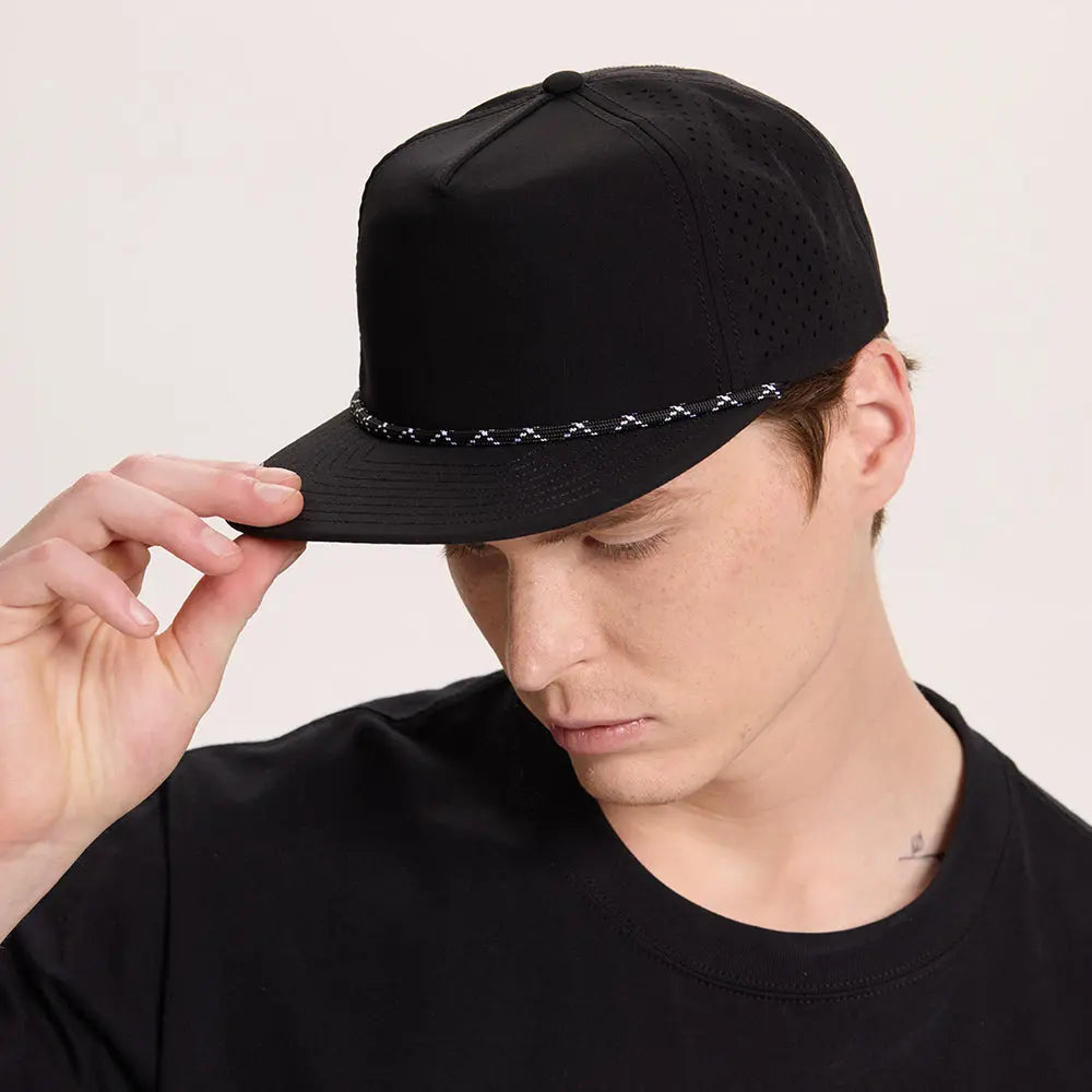 Blank Water Repellent Flat Bill Perforated Rope Snapback Hat - 5015P foremosthat