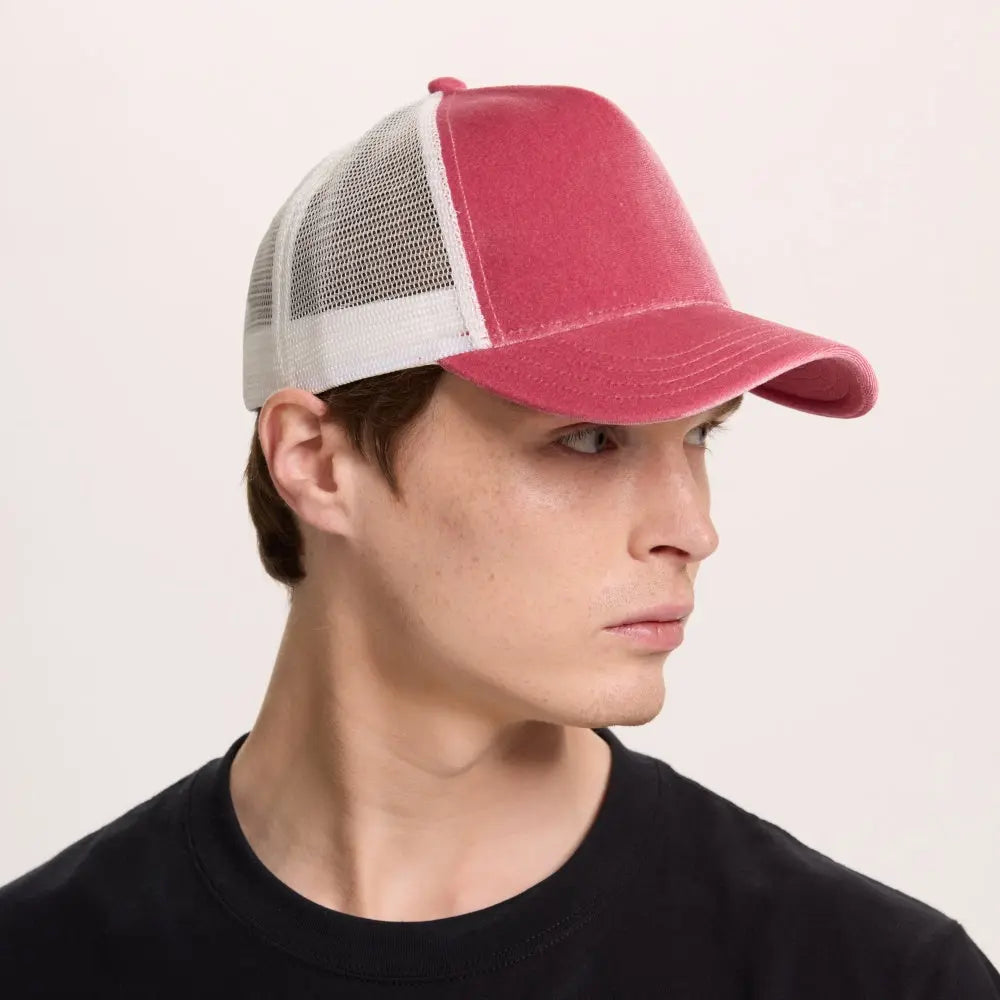 Blank 5 Panel Velvet Trucker Hat - 6529 foremosthat