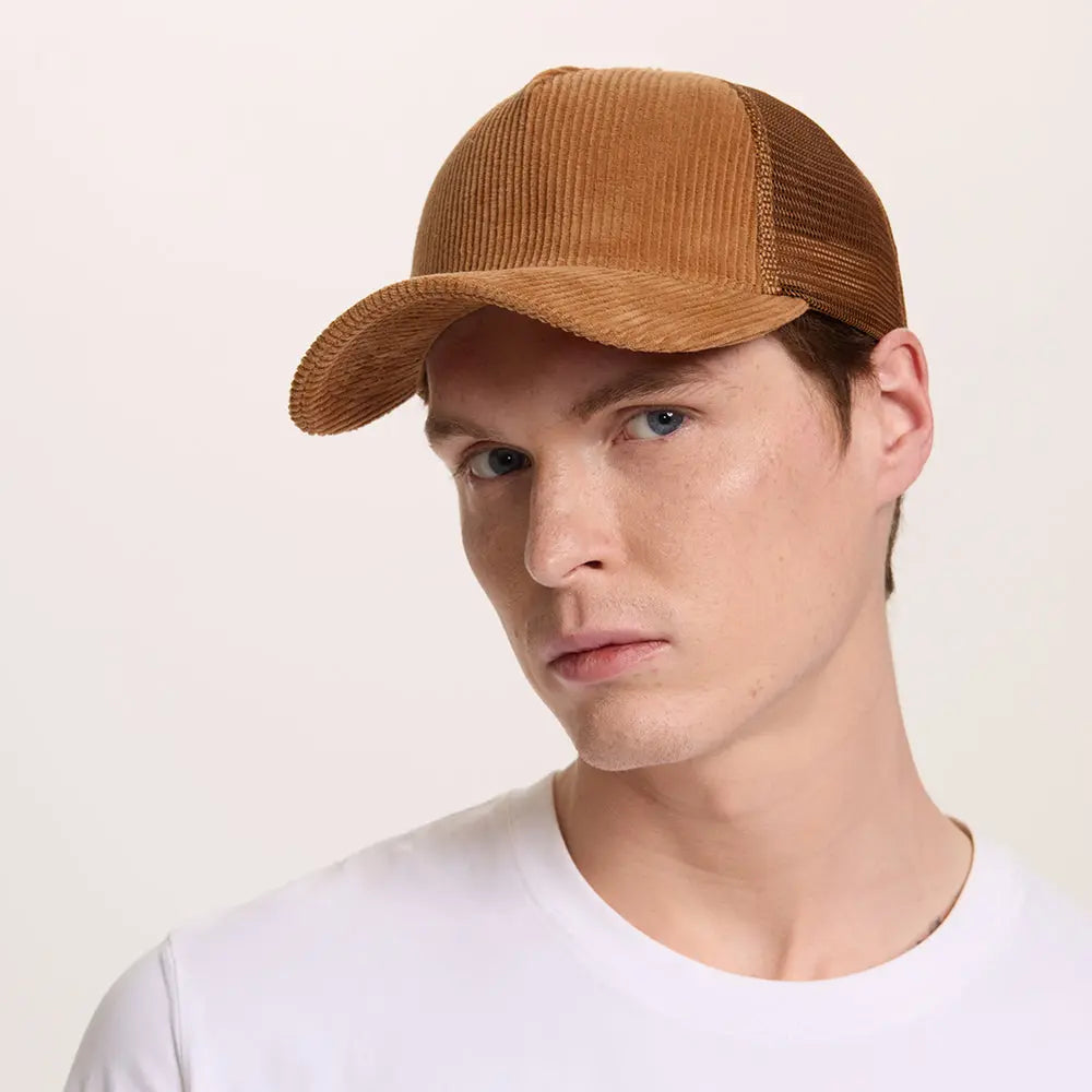 Blank 5 Panel Corduroy Trucker Hat - 5129 foremosthat