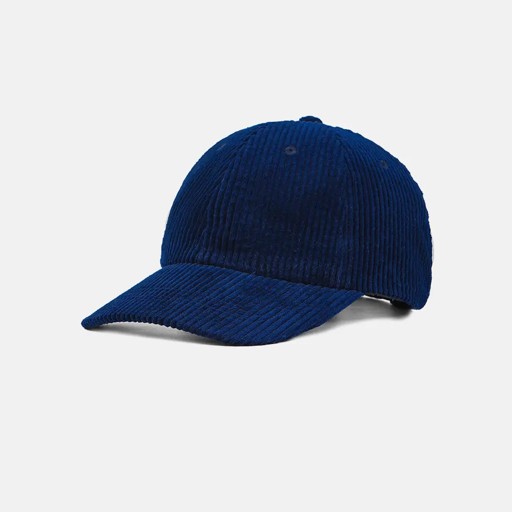 Blank 6 Panel Unstructured Corduroy Dad Hat - 6515 Navy foremosthat