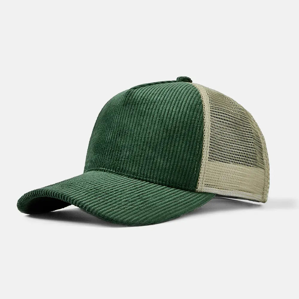 Blank 5 Panel Corduroy Trucker Hat - 5129 foremosthat