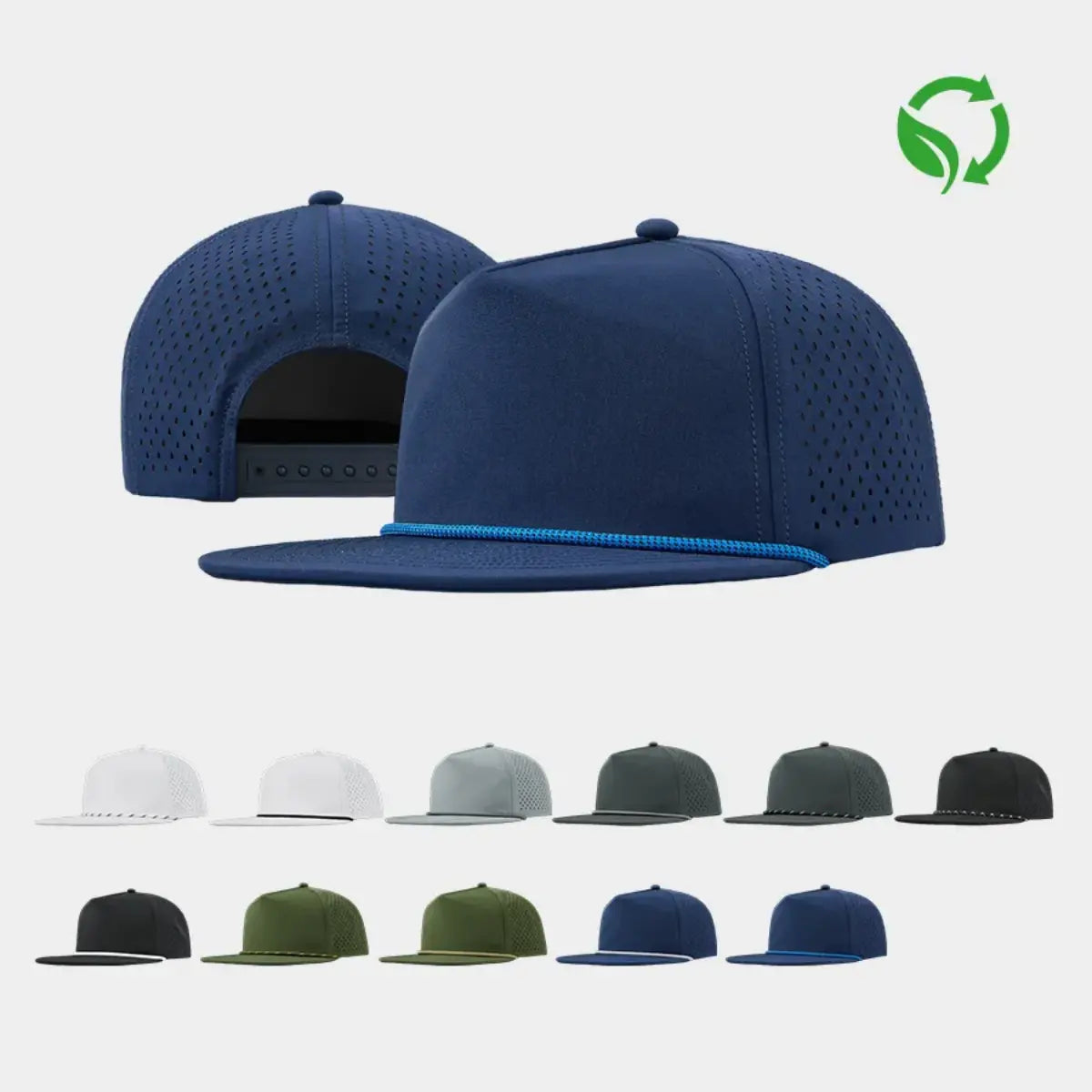 Blank Water Repellent Flat Bill Perforated Rope Snapback Hat - 5015P Foremost Hat-Wholesale & Custom Hats