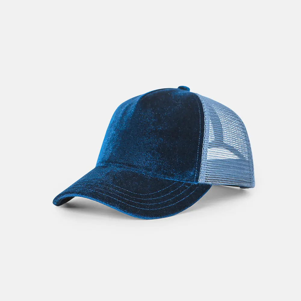 Blank 5 Panel Velvet Trucker Hat - 6529 foremosthat