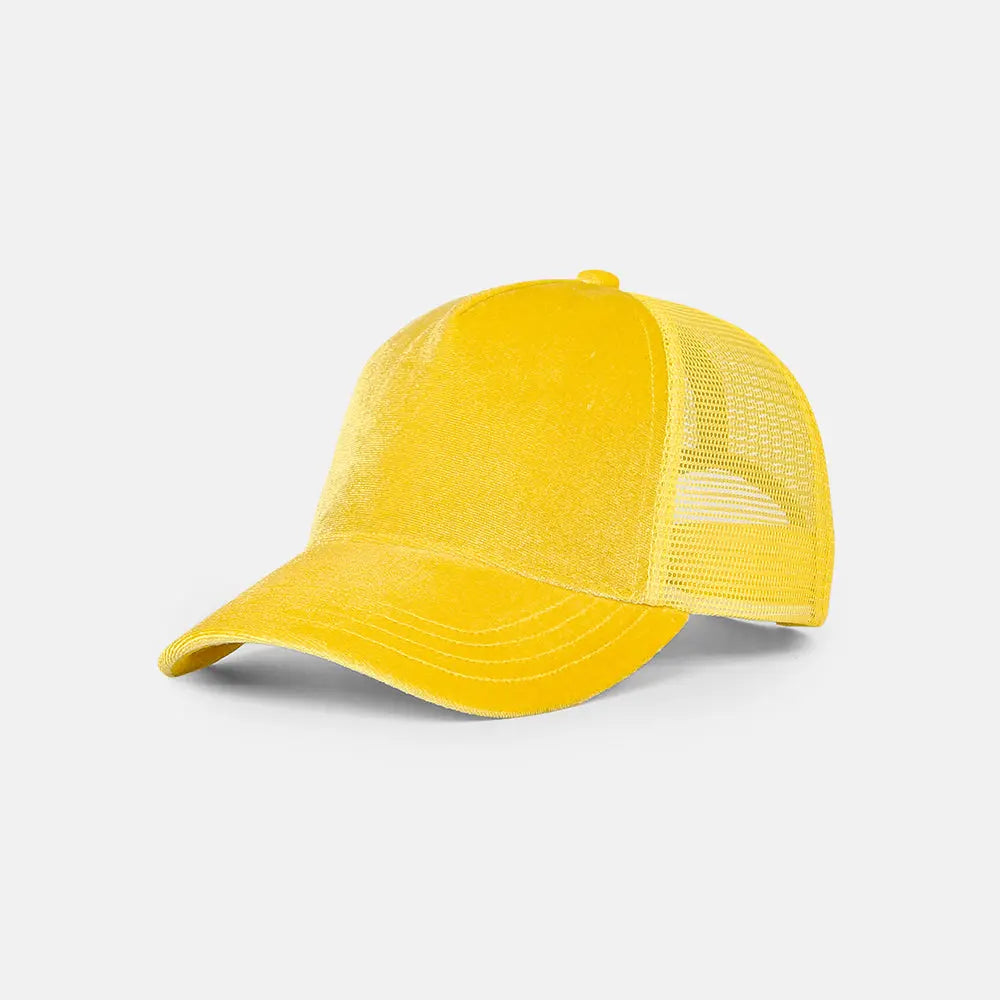 Blank 5 Panel Velvet Trucker Hat - 6529 foremosthat