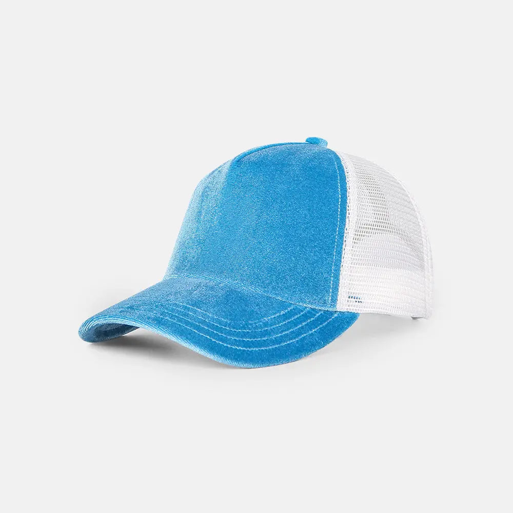 Blank 5 Panel Velvet Trucker Hat - 6529 foremosthat