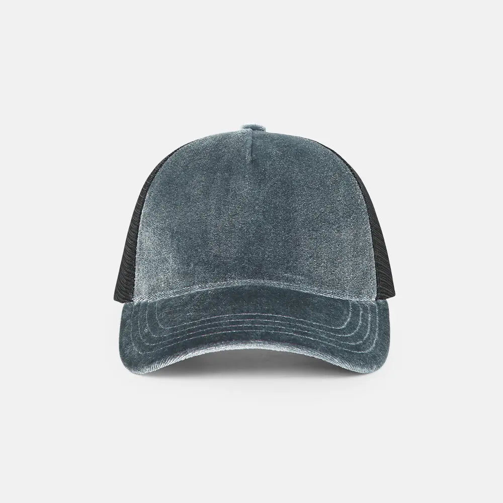 Blank 5 Panel Velvet Trucker Hat - 6529 foremosthat