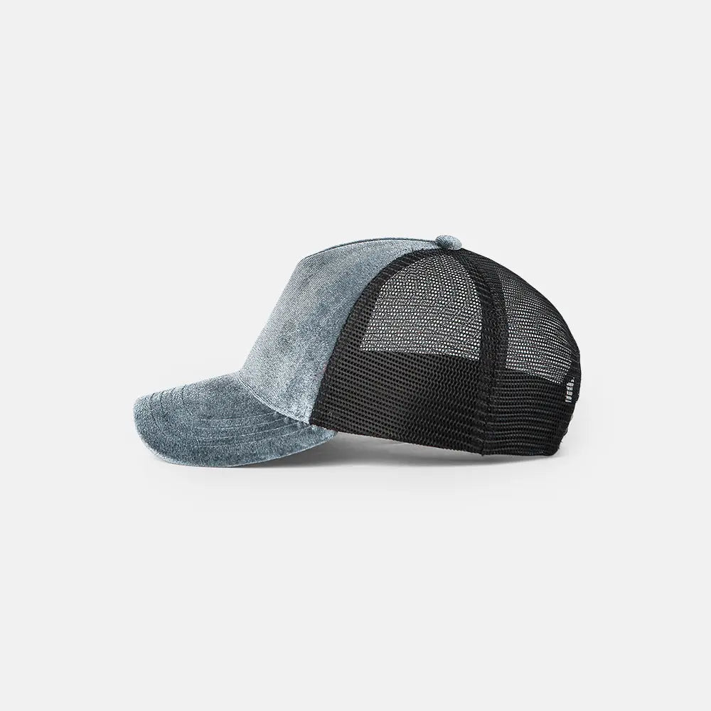 Blank 5 Panel Velvet Trucker Hat - 6529 foremosthat