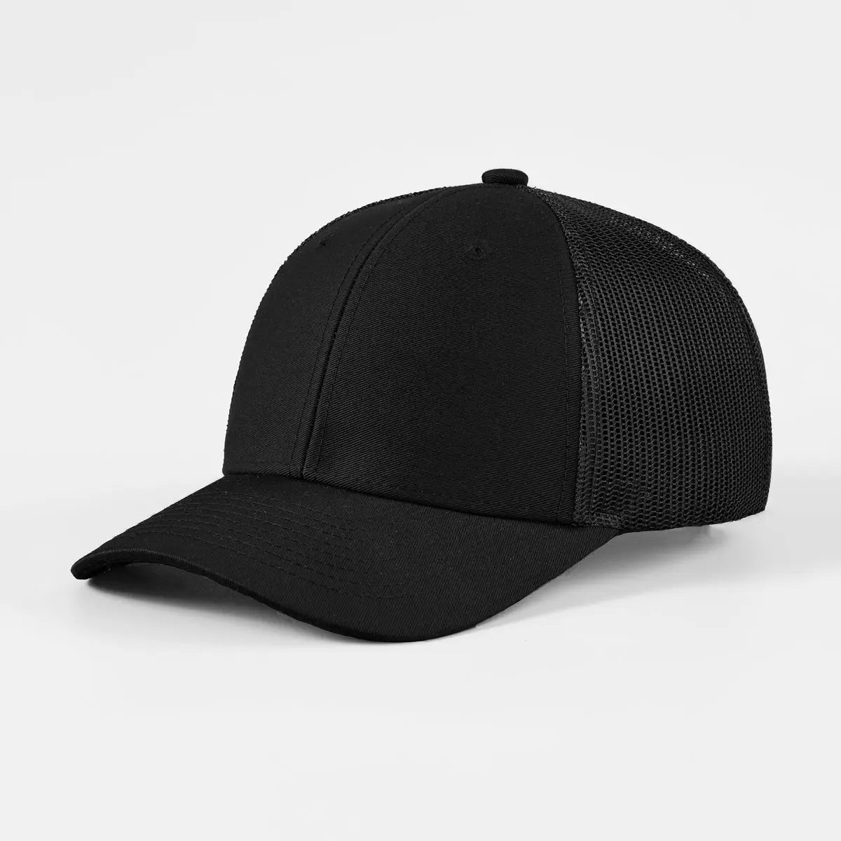 Blank 6 Panel Structured Mesh Trucker Hat - 7018 Black Foremost Hat