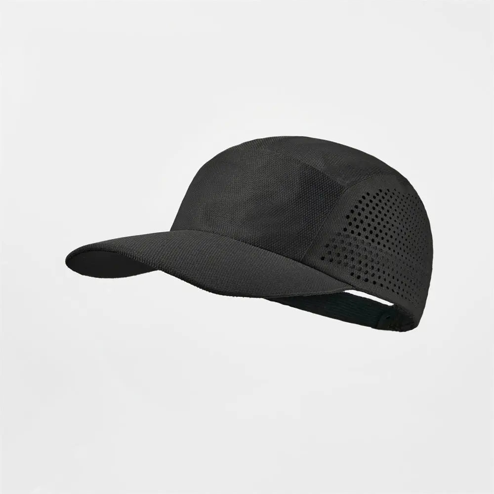 Blank Seamless Perforated Water Repellent Lightweight Running Cap - 5027 Black foremosthat