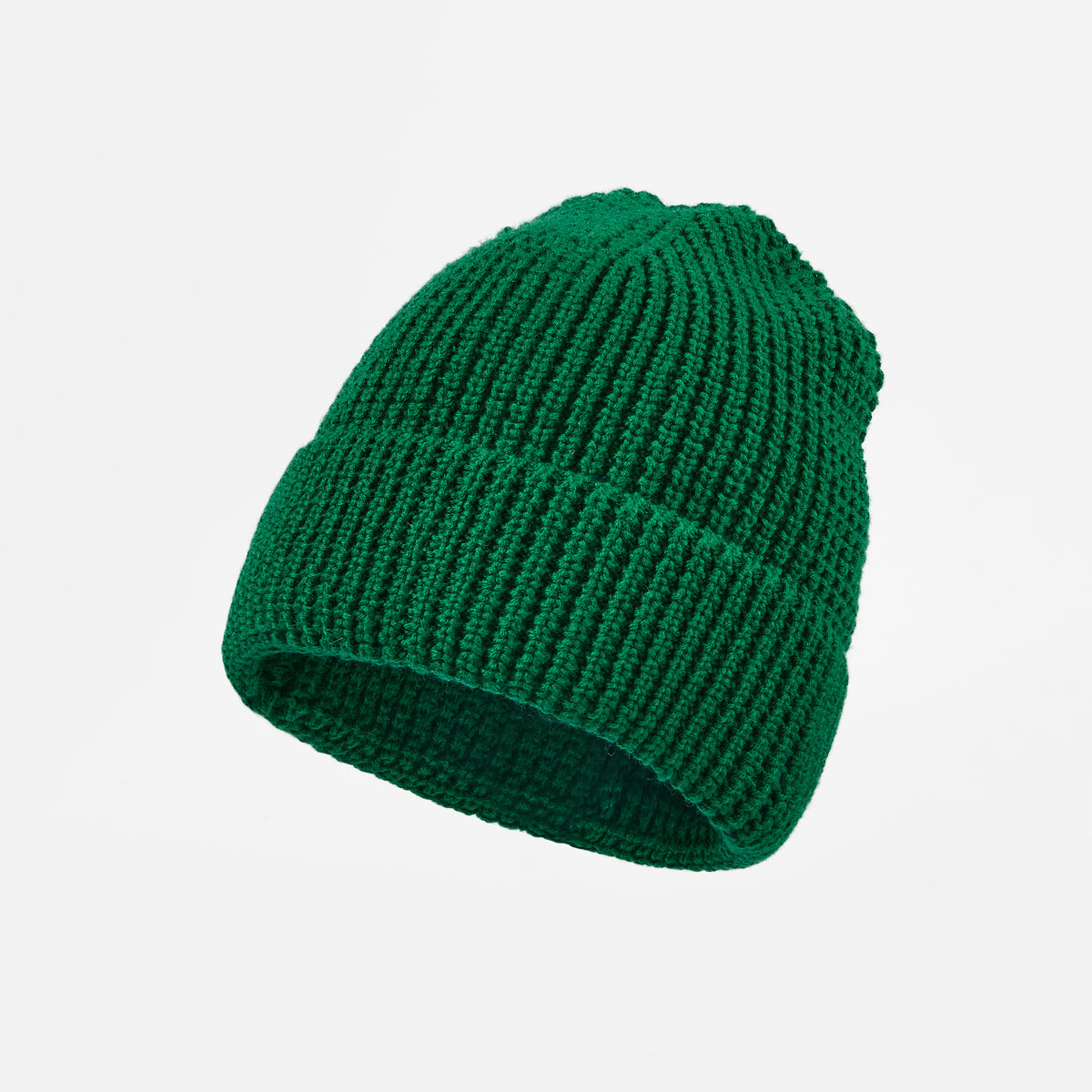 Blank Knit Cuffed Waffle Beanie - 1546 Black Green foremosthat