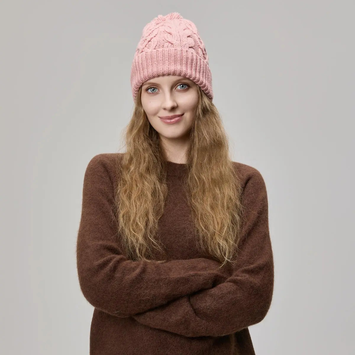 Blank Cable Knit Pom Pom Beanie Wholesale - 1168 Foremost Hat-Wholesale & Custom Hats