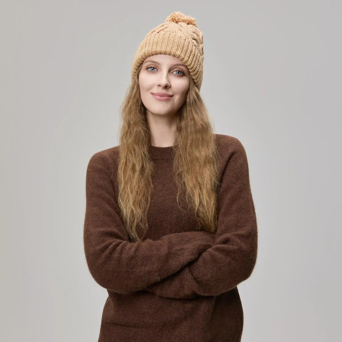 Blank Cable Knit Pom Pom Beanie Wholesale - 1168 Foremost Hat-Wholesale & Custom Hats