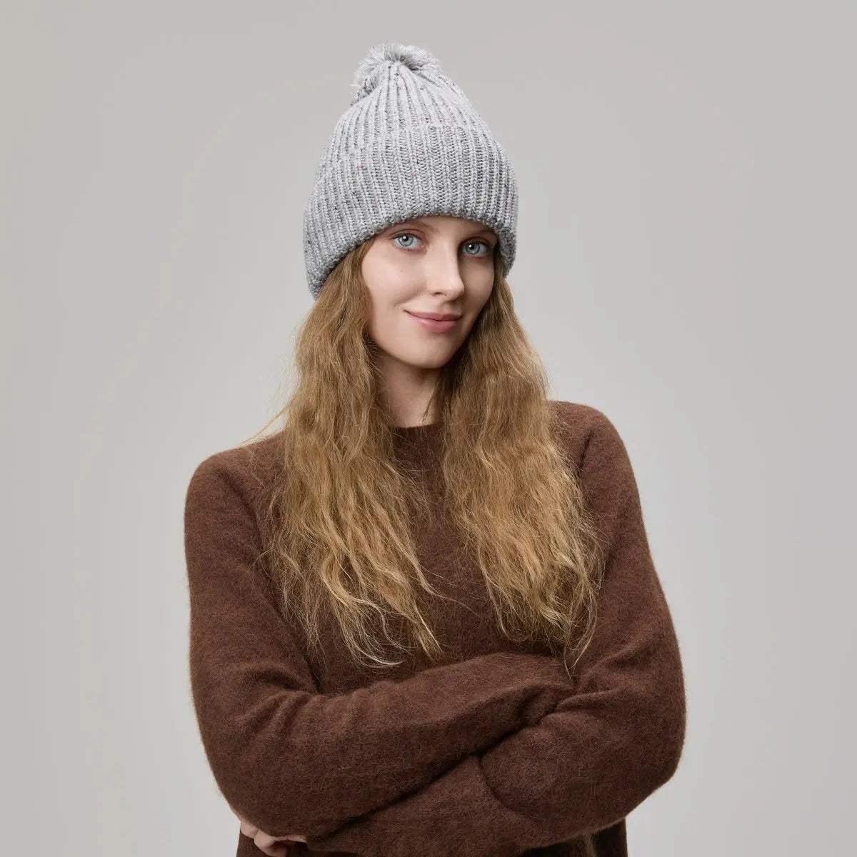 Blank Wool Flecked Pom Pom Beanie Wholesale - 1192 Foremost Hat-Wholesale & Custom Hats