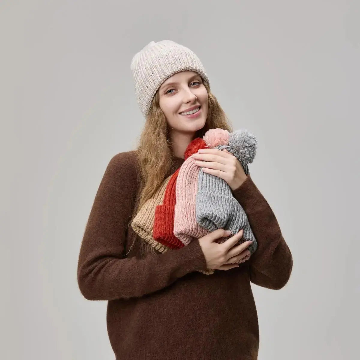 Blank Wool Flecked Pom Pom Beanie Wholesale - 1192 Foremost Hat-Wholesale & Custom Hats