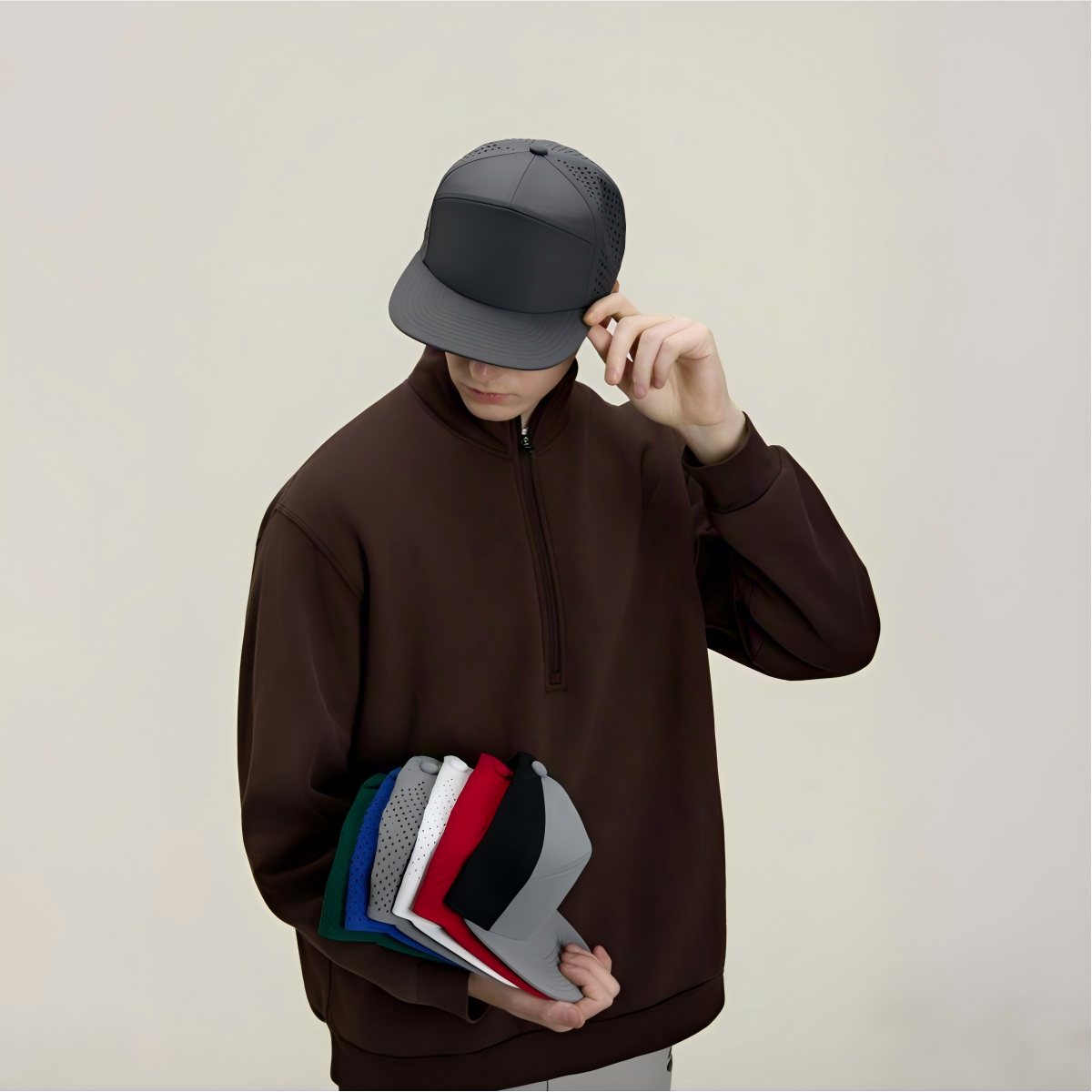 Blank Recycled 7 Panel Flat Bill Perforated Snapback Cap Wholesale - 6472 Foremost Hat-Wholesale & Custom Hats