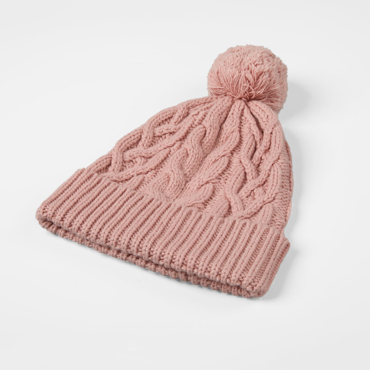 Blank Cable Knit Pom Pom Beanie Wholesale - 1168 foremosthat