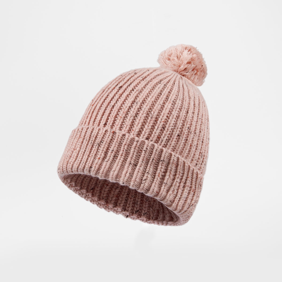 Blank Wool Flecked Pom Pom Beanie Wholesale - 1192 Light Pink foremosthat