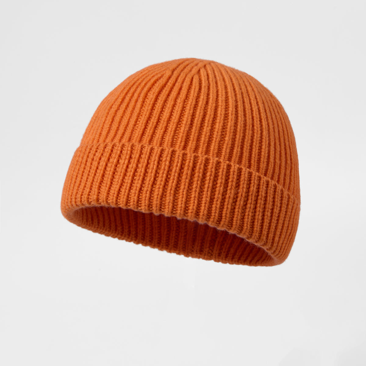 Blank 100% Merino Wool Short Fisherman Beanie Wholesale - 1281 Orange foremosthat