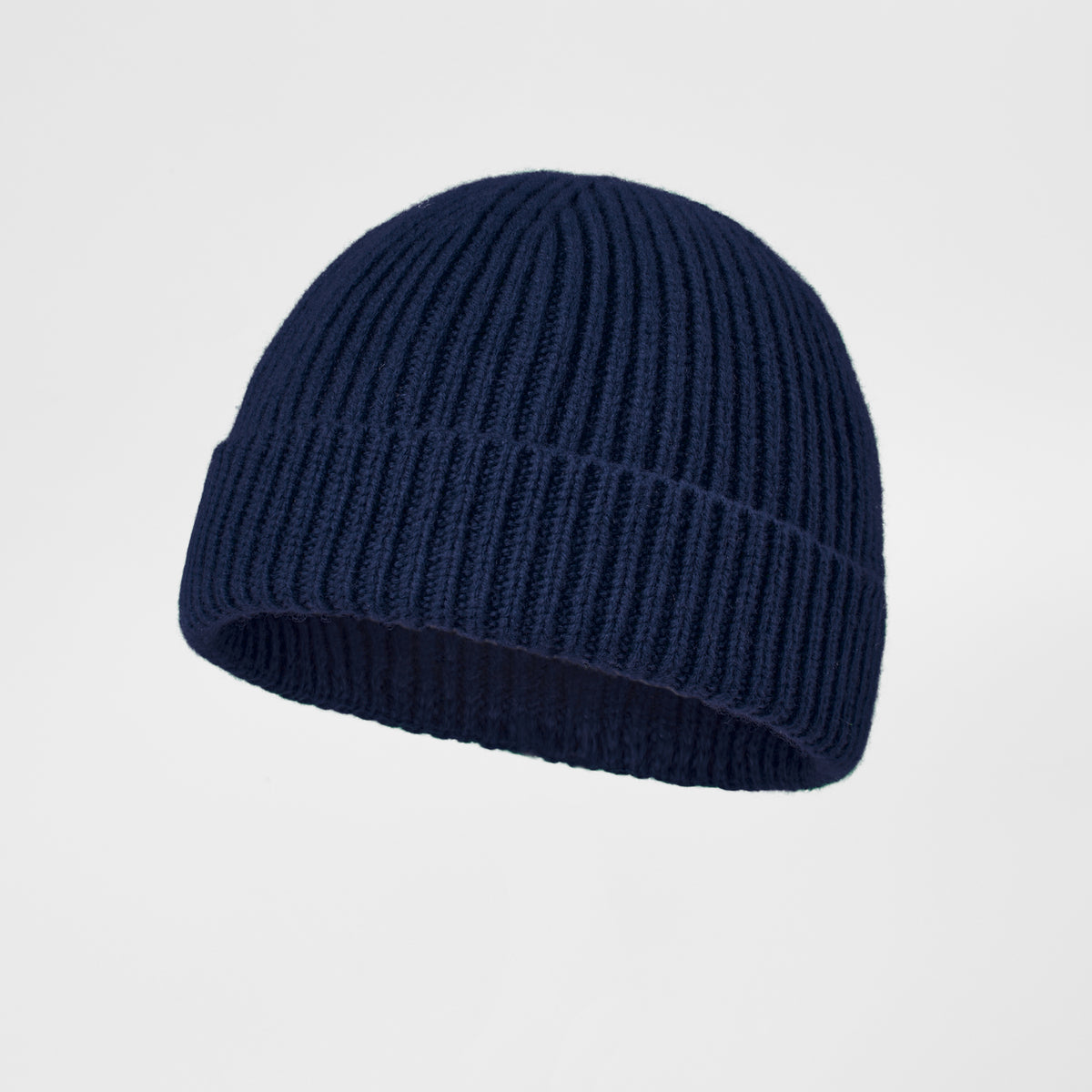 Blank 100% Merino Wool Short Fisherman Beanie Wholesale - 1281 Navy foremosthat