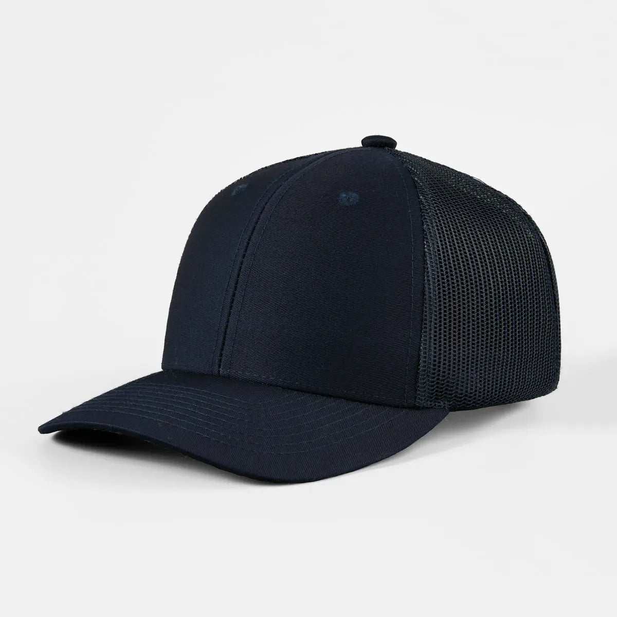 Blank 6 Panel Structured Mesh Trucker Hat - 7018 Navy Foremost Hat