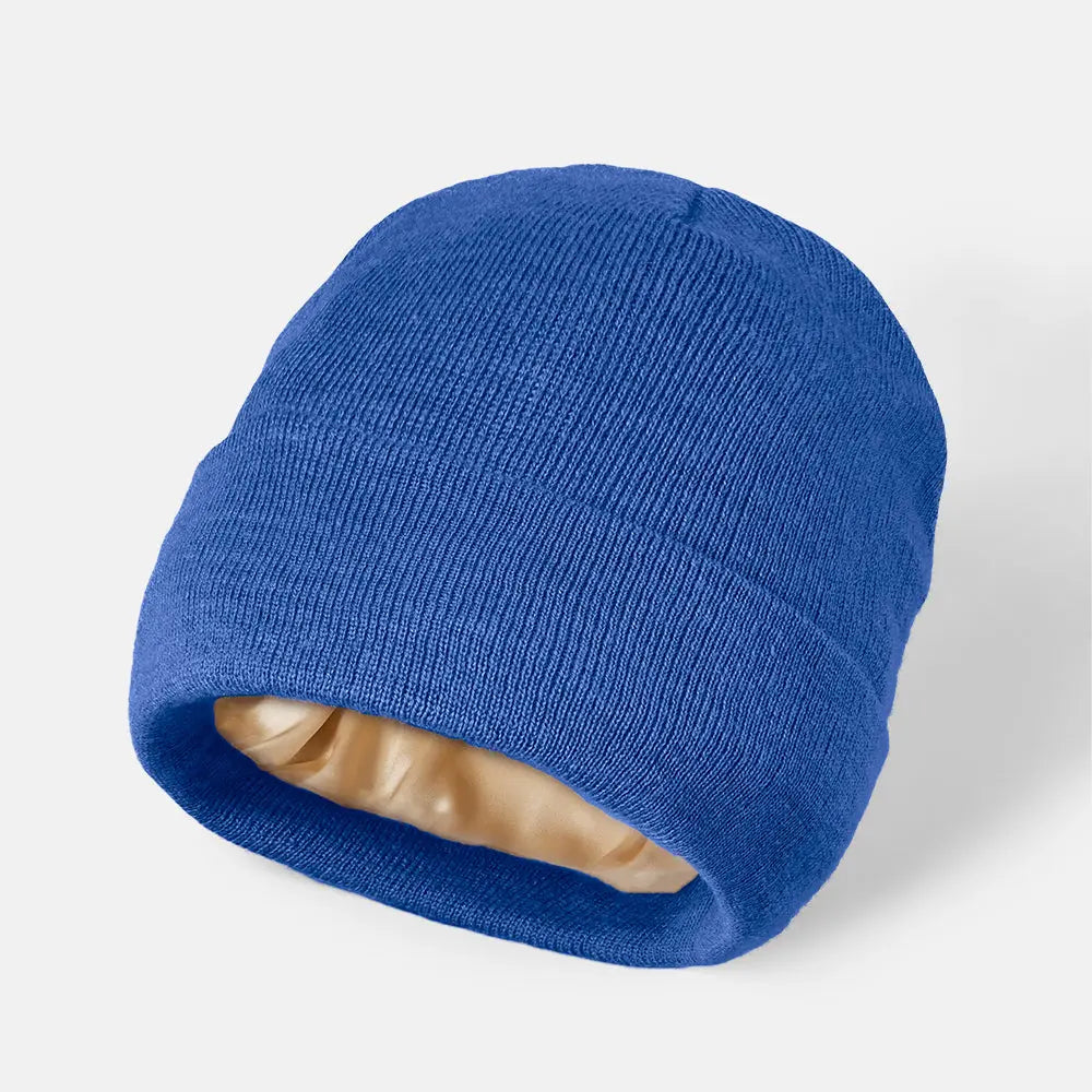 Blank Cuffed Satin Lined Beanie Wholesale - 1176 Blue Foremost Hat