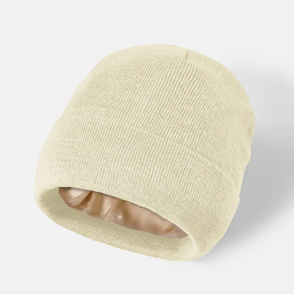 Blank Cuffed Satin Lined Beanie Wholesale - 1176 Beige Foremost Hat