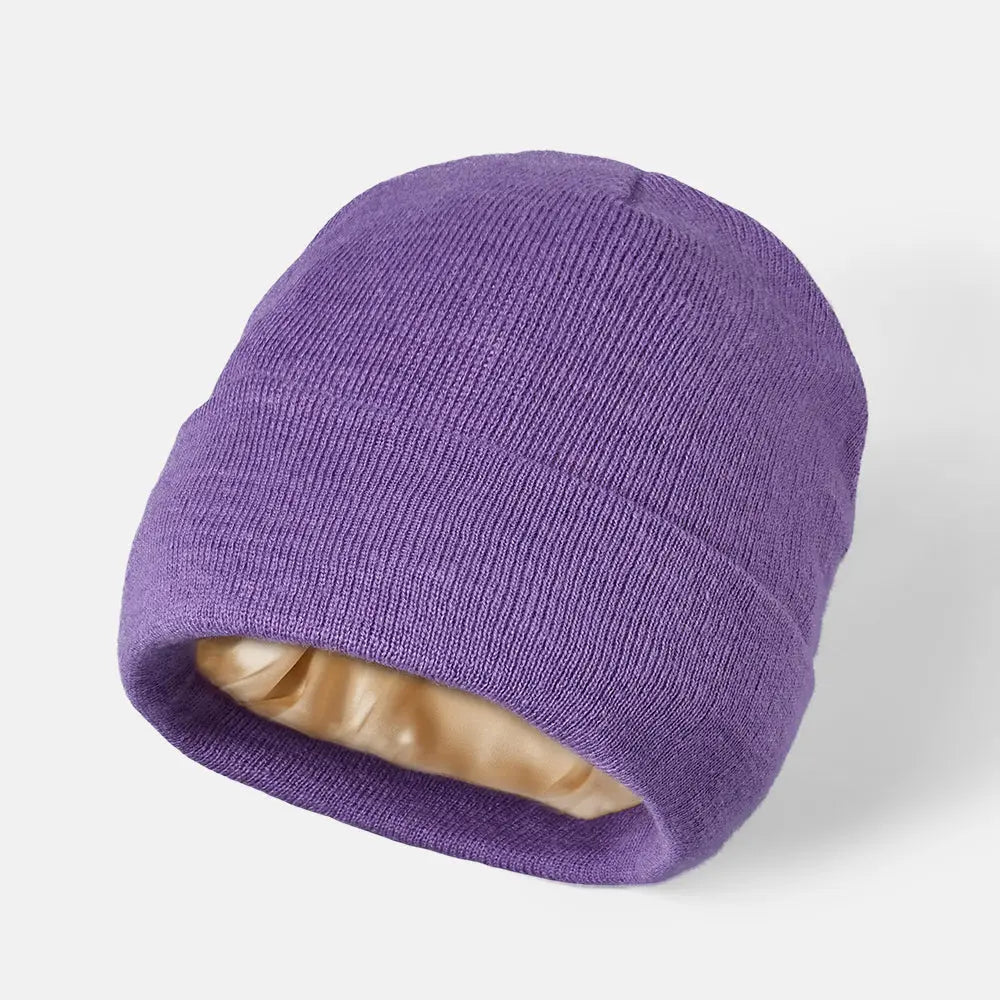 Blank Cuffed Satin Lined Beanie Wholesale - 1176 Purple Foremost Hat