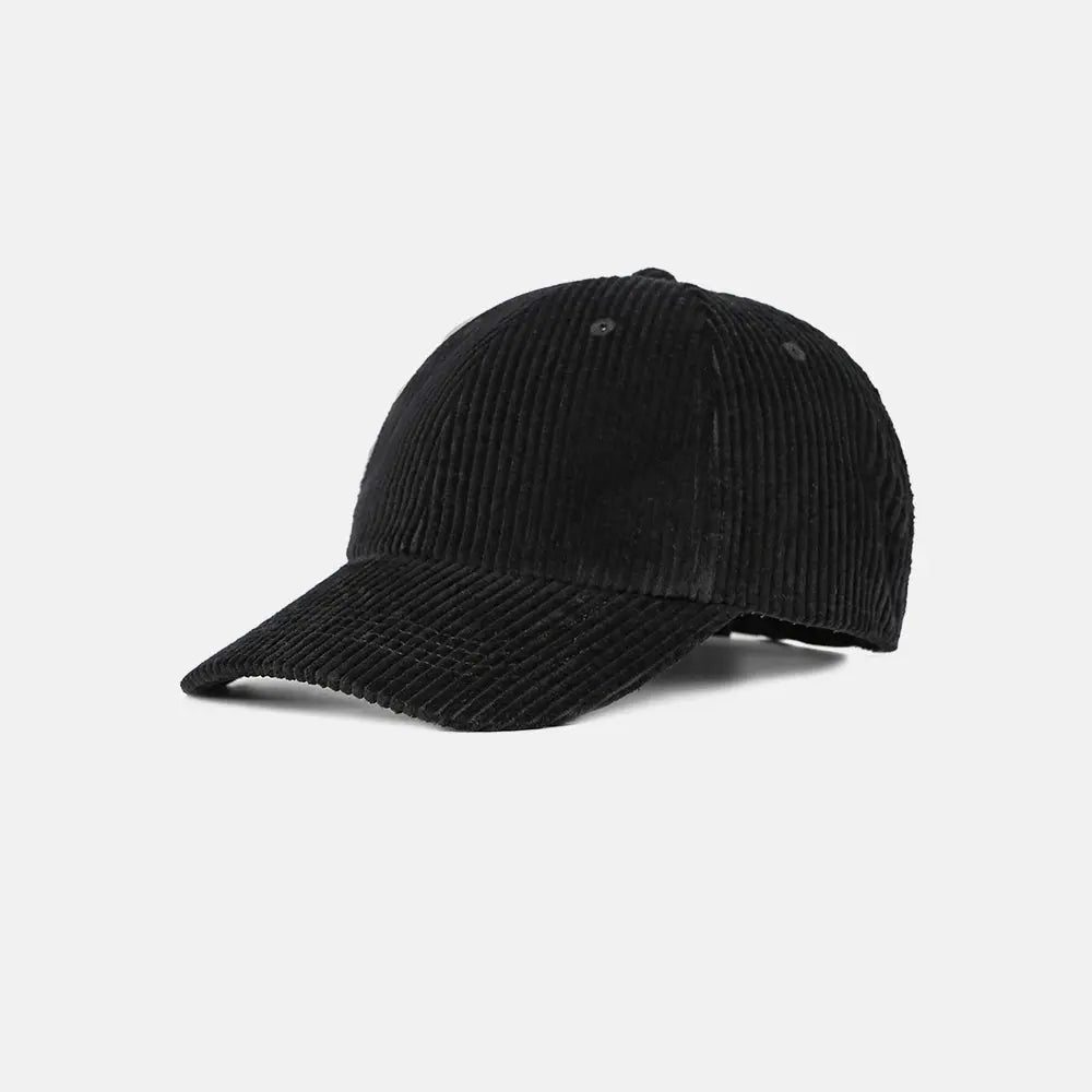 Blank 6 Panel Unstructured Corduroy Dad Hat - 6515 Black foremosthat