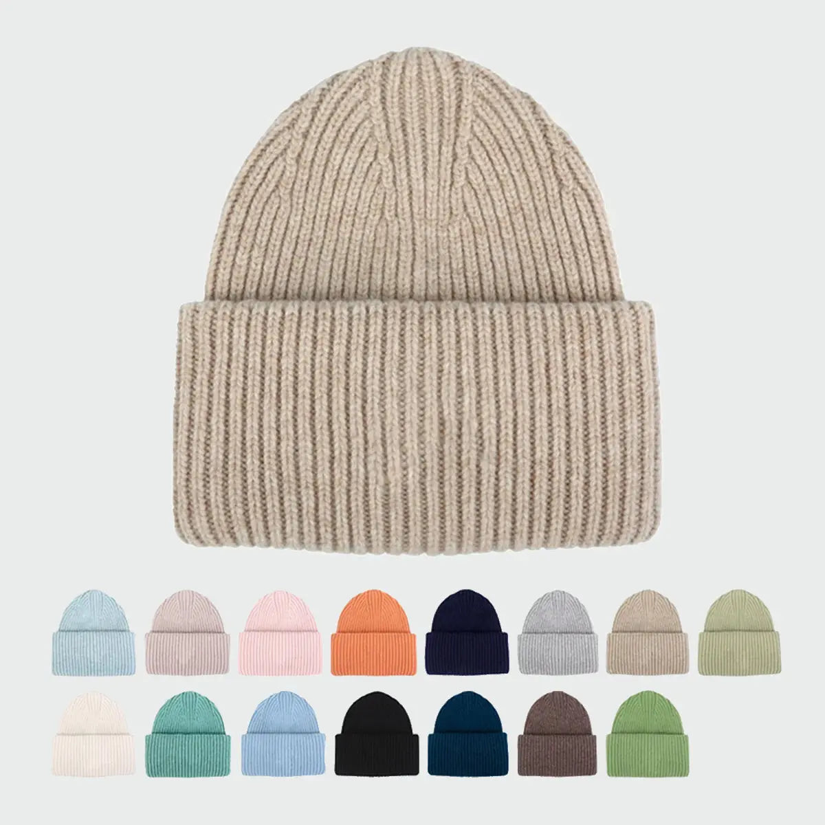 Blank High-Cuffed 100% Merino Wool Beanie Wholesale - 1338 Foremost Hat-Wholesale & Custom Hats