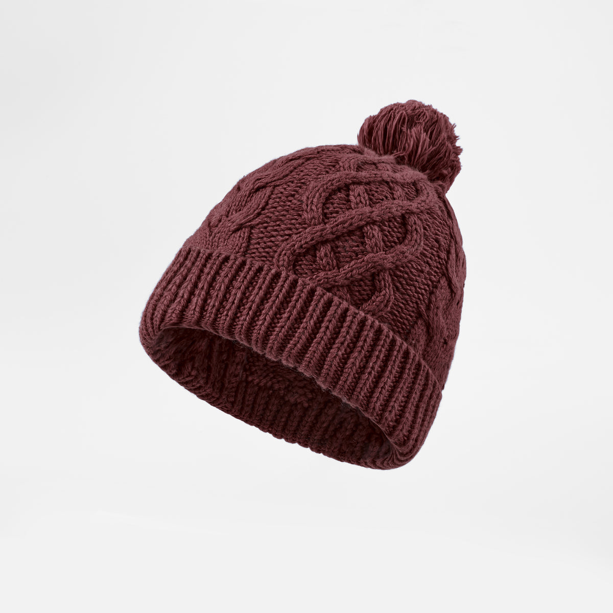 Blank Cable Knit Pom Pom Beanie - 1168    Caramel foremosthat