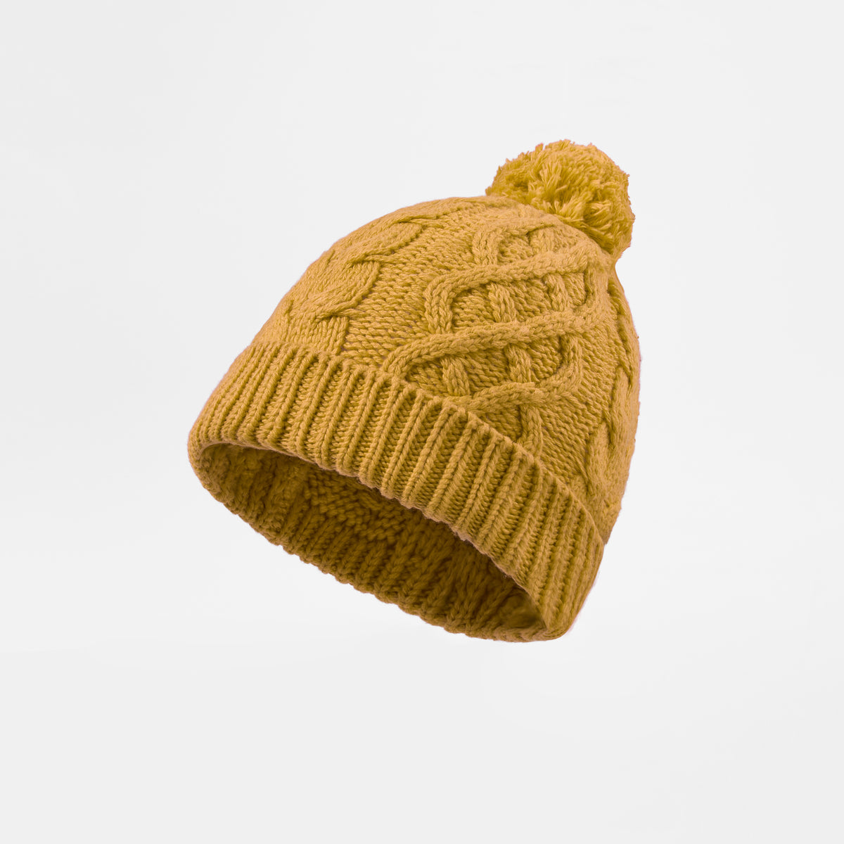 Blank Cable Knit Pom Pom Beanie - 1168    Ginger foremosthat