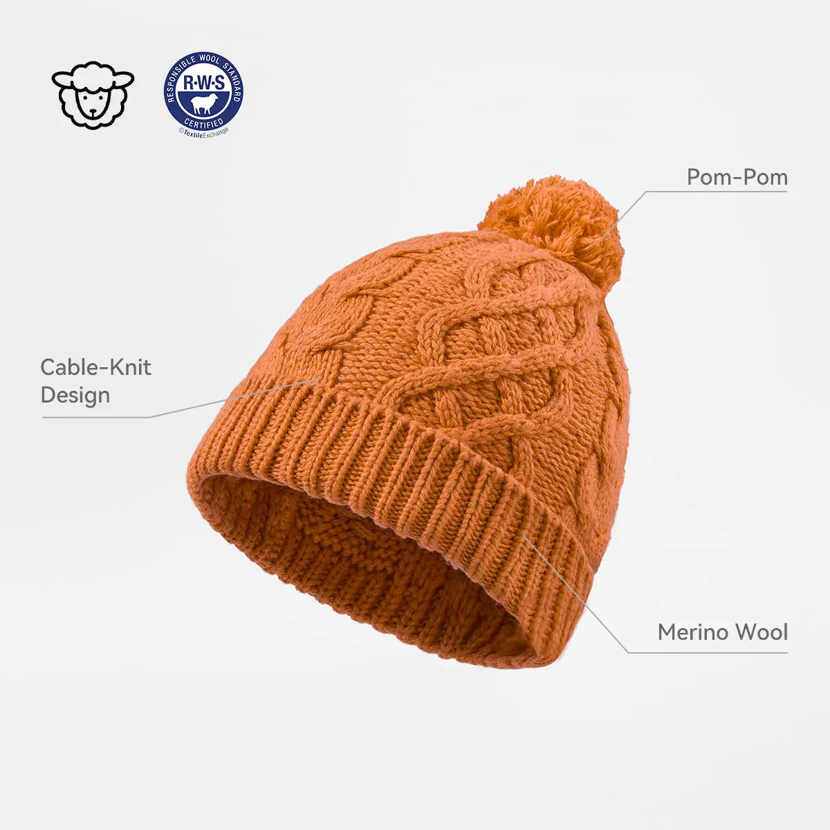 Blank Cable Knit Pom Pom Beanie Wholesale - 1168