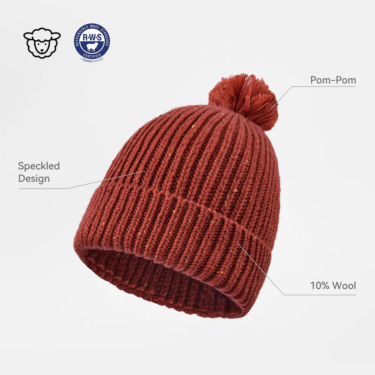 Blank Wool Flecked Pom Pom Beanie Wholesale - 1192