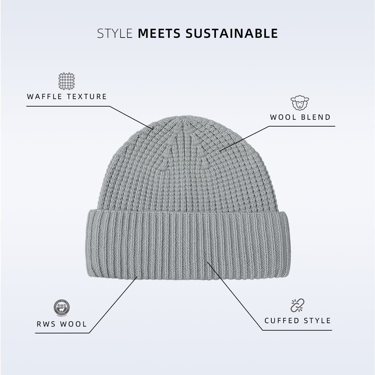 Blank RWS Wool Waffle Rib Knit Beanie Wholesale - 1263     Foremost Hat-Wholesale & Custom Hats
